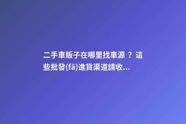 二手車販子在哪里找車源？這些批發(fā)進貨渠道請收好！